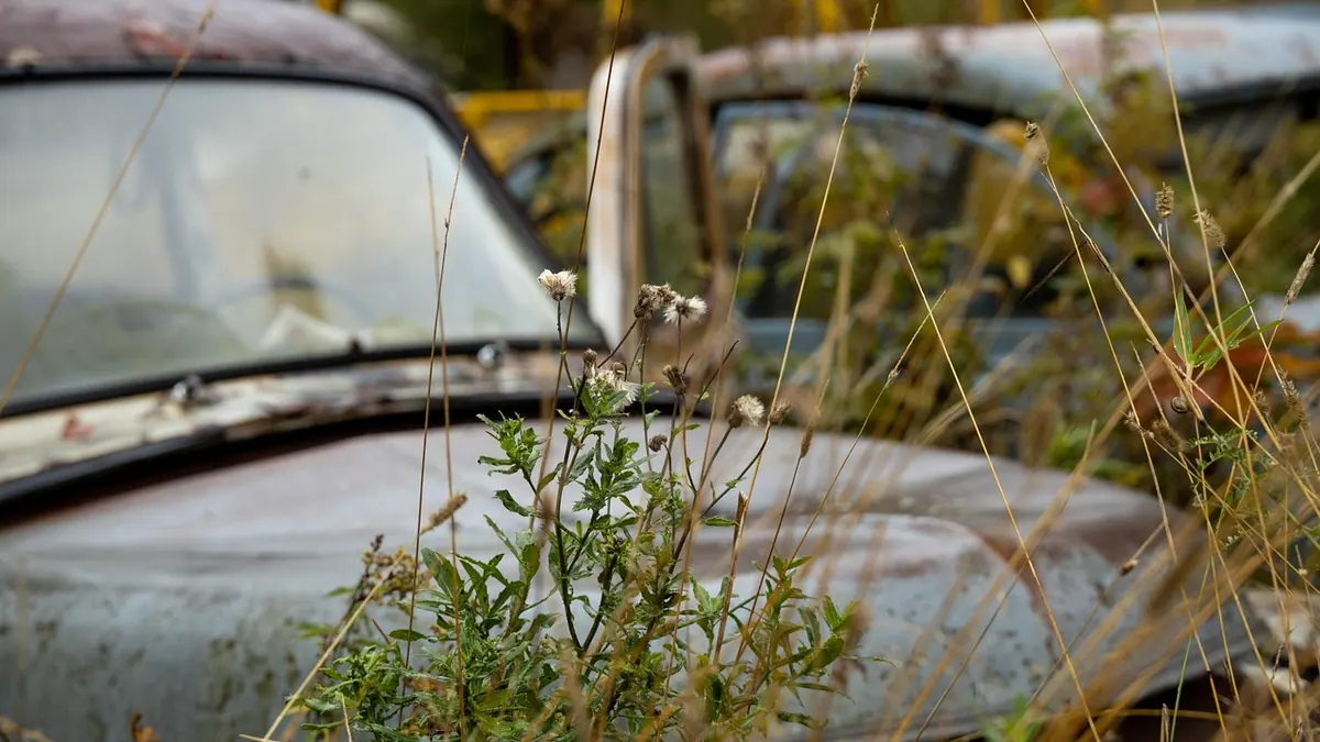 Vieille voiture abandonnée, rouillée